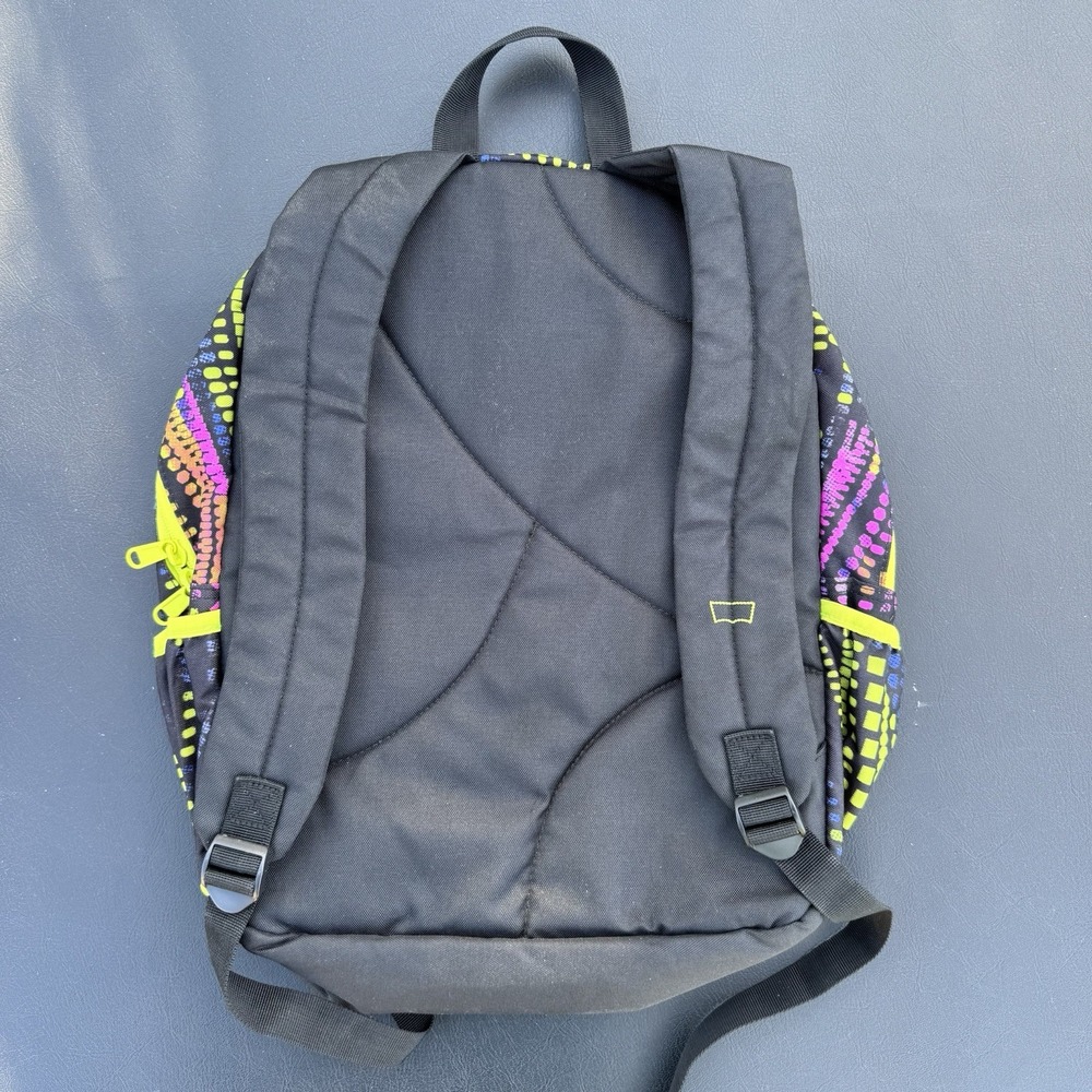 Levi's Backpack‎ Neon Multicolored Design. Laptop Sleeve. 2 Water Bottle Pockets - Picture 3 of 12
